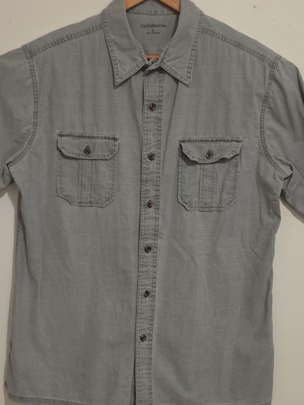 Croft & Barrow Men's Light Gray Short-Sleeve Button-Down Shirt